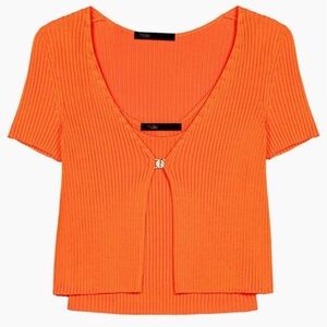 Maje Vibrant Orange Ribbed shirt with sweater